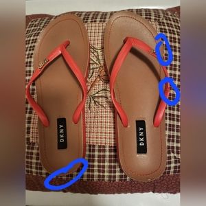 DKNY orange flip flops
